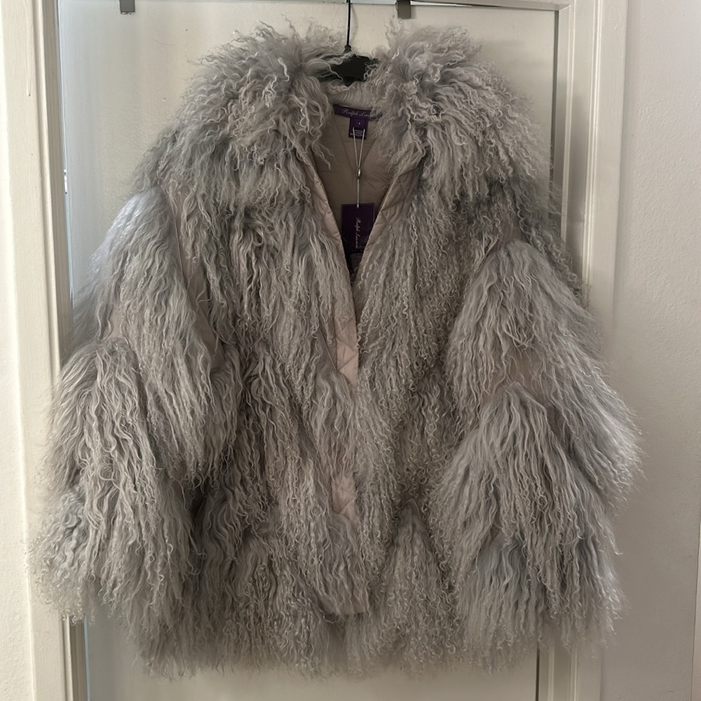 Ralph Lauren Fall Grey Reversible Lamb Fur Coat - size 8 - Picture 8 of 10